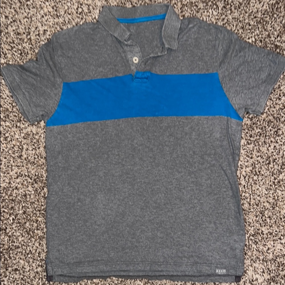 American Eagle Outfitters Gray and Blue Polo Shirt